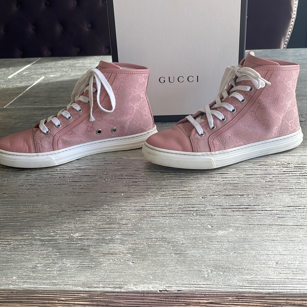 Gucci GG logoCanvas & Leather High-Top Sneaker